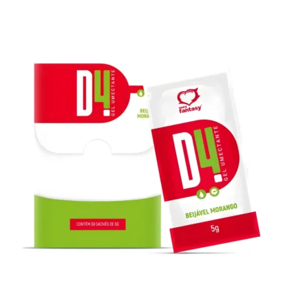 D4 Gel Lubrificante Íntimo Beijável sabor morango Sachê 5G Sexy Fantasy